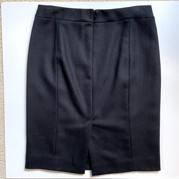 J Crew Black Herringbone Wool Pencil Skirt with Side Button Detail. - Picture 3 of 4